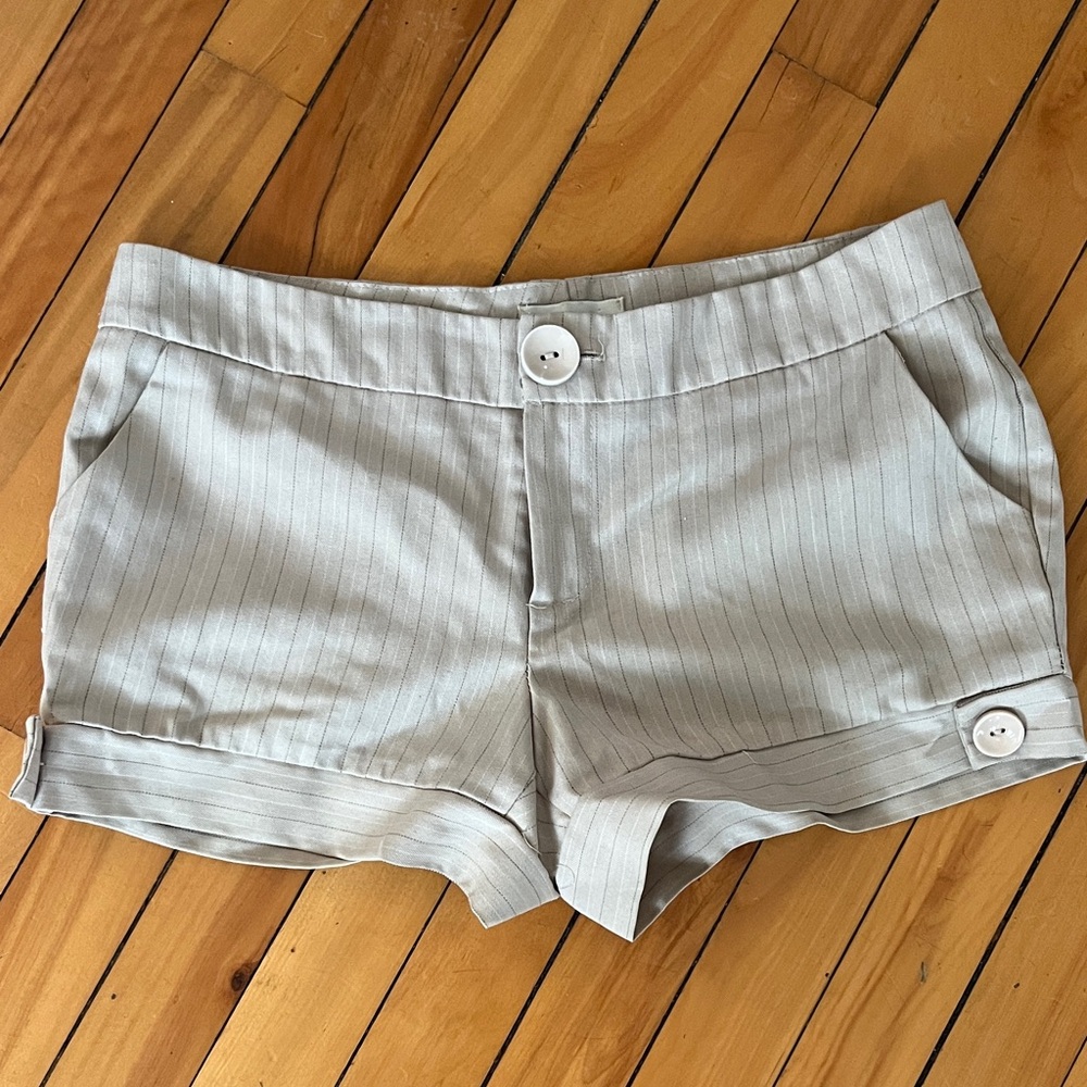 Costa Blanca Light Gray and Beige Pinstripe Shorts